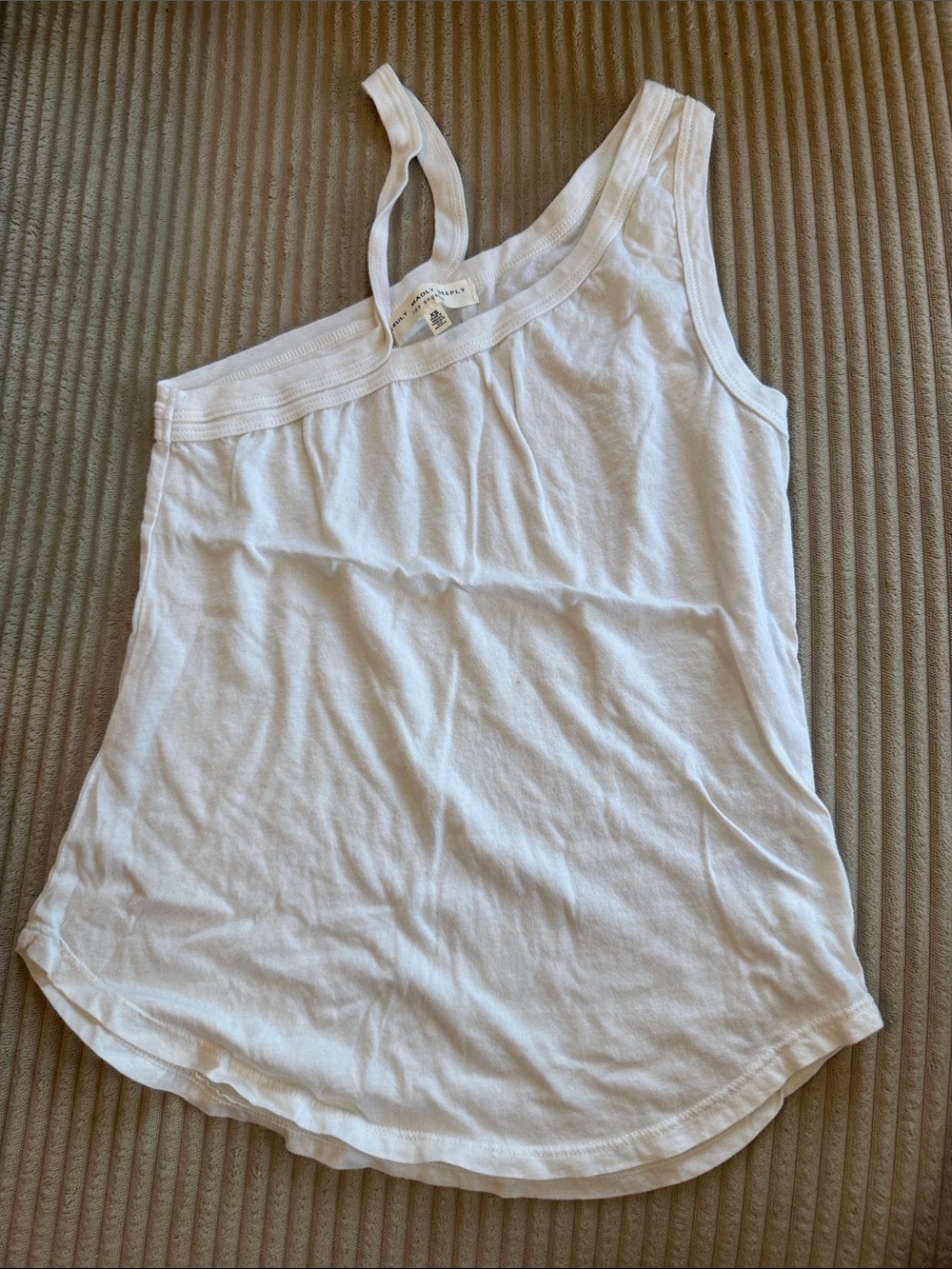 Truly Madly Deeply White Tank Top with One-Strap Detail